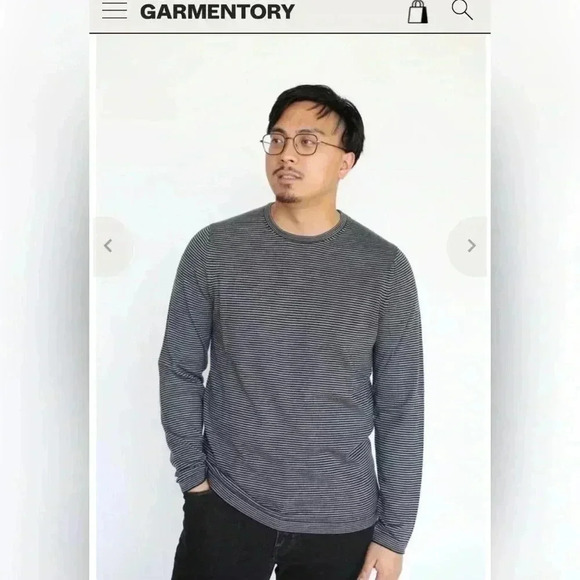 PATRICK ASSARAF STRIPED CREWNECK MERINO WOOL SWEATER NEW - Picture 3 of 6